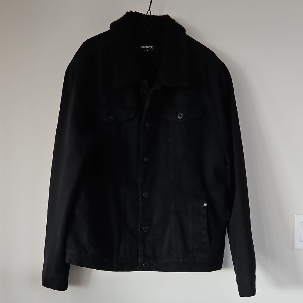 Men's Black Denim Sherpa Lined Jacket